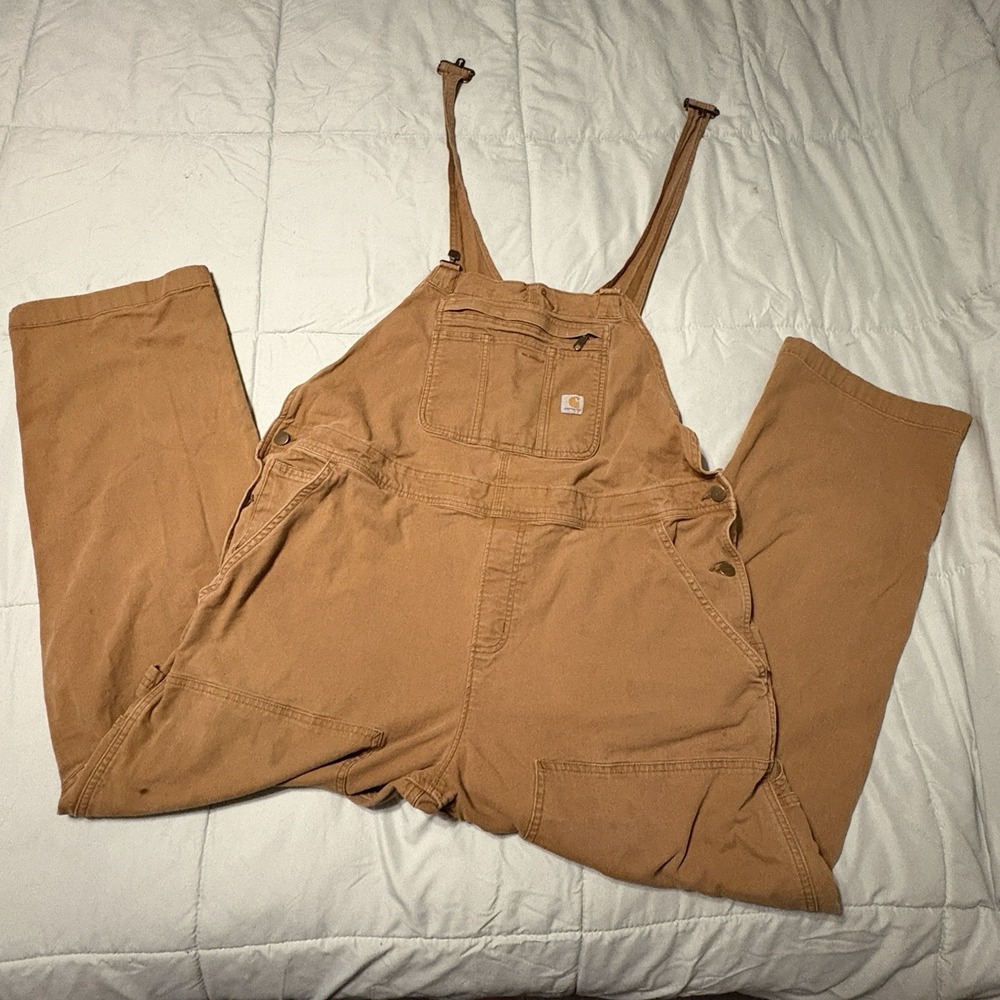 Carhartt Women's XL 16-18 Brown Bib Overalls OR2438-W Rugged Flex Workwear